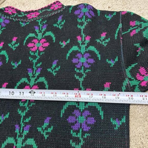 Vintage Justin Allen Floral Knit Sweater Size M Mock Neck Cottage Boho Eclectic - Picture 5 of 7